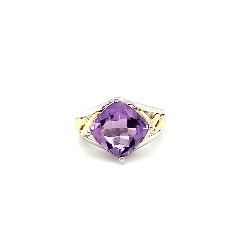 ⚫ Amethyst 10k Yellow Gold & Sterling Silver Ring